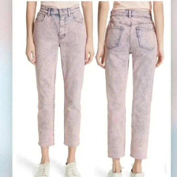NWT La Vie Rebecca Taylor Ines High Rise Slim Ankle Leg Jeans Pink Acid Wash 25 - Picture 9 of 10